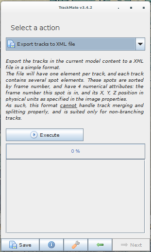 TrackMate export window